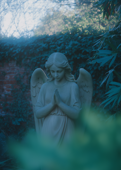 Serene Angel Graveyard Statue in Garden